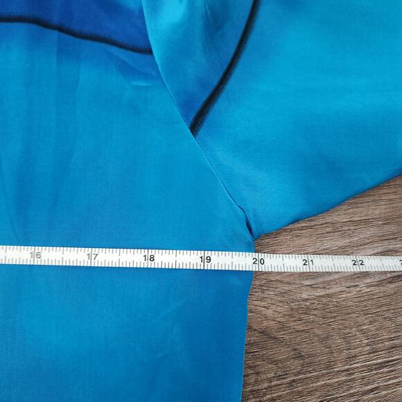 Linda Tilson Vintage Silk Top XS Blue & Black Retro 90s Classic Office‎ Chic - Picture 7 of 7